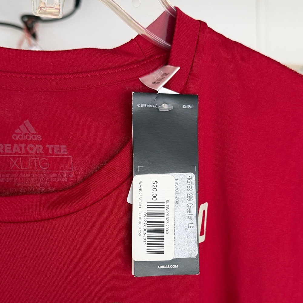 Adidas Rutgers Scarlet Long Sleeve with White R Logo - Picture 3 of 4